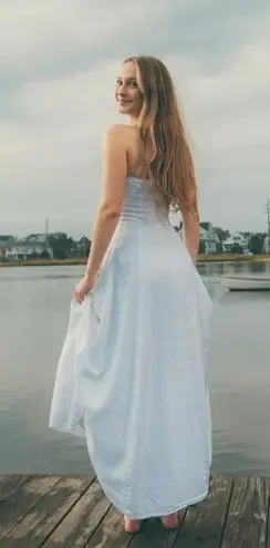 Favorite Daughter White Strapless Linen Dress