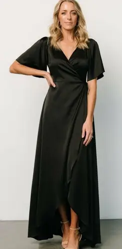 Baltic Born Vara Satin Maxi Wrap Dress Short Sleeve New Without Tags
