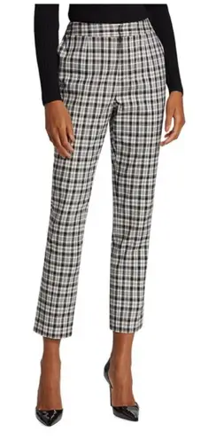 Elie Tahari Plaid Straight-Leg Crop Trousers Black White Plaid Size 6