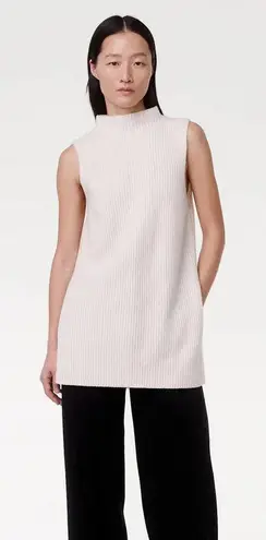 Another Tomororw cashmere MOCK NECK SLEEVELESS SWEATER White Size XL