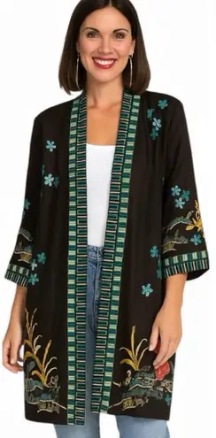 Johnny Was extremely heavily embroidered CELINA LINEN KIMONO COAT NWT RARE