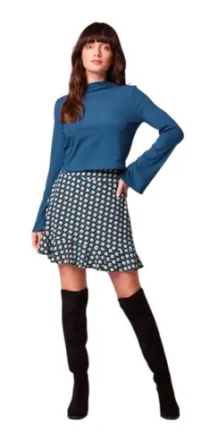 Band of The Free NWT Women’s Colette Deep Teal Diamond Print Mini Skirt Medium Black