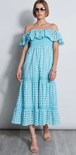 T Tahari T-Tahari Eyelet Maxi Dress in Blue Haze, Size XS, NEW