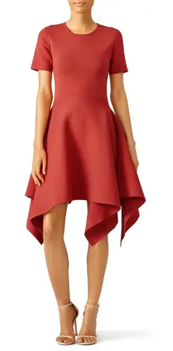 TY-LR The Odessa women’s asymmetrical Knit dress in Rust size small S