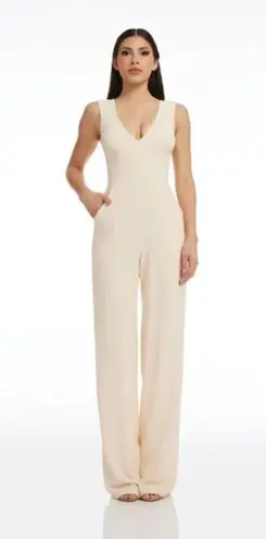 Dress the Population Sandra Jumpsuit in Cream Size X-Large