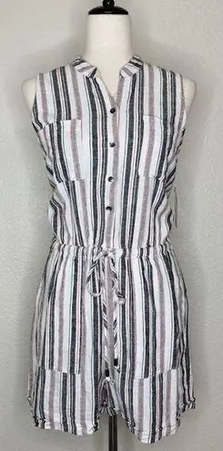 NWT Kelly Renee Linen Blend Women’s Size Medium Striped Romper Gray