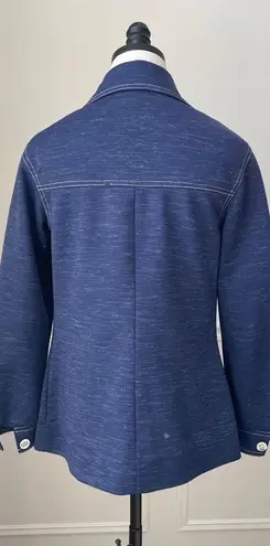 Vintage 70s Leisure Suit Button Jacket Dagger Pointed Collar Blue White S