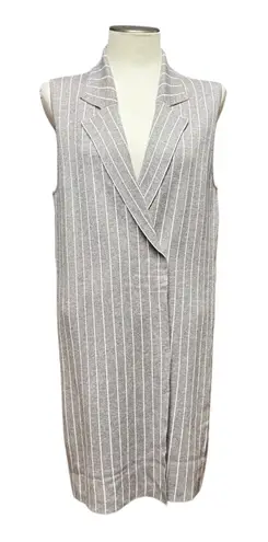 Calligraphie Anthropologie Longline Sweater Vest Beige White Stripe Large Tan