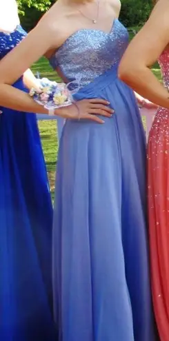 La Femme Periwinkle Strapless Prom Dress