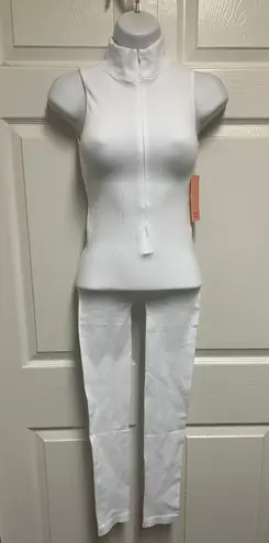 Kathy White Sleeveless Ribbed Jumpsuit