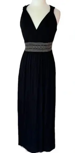 Soma Black Tback smocked Jersey Maxi Dress with pockets Size XS