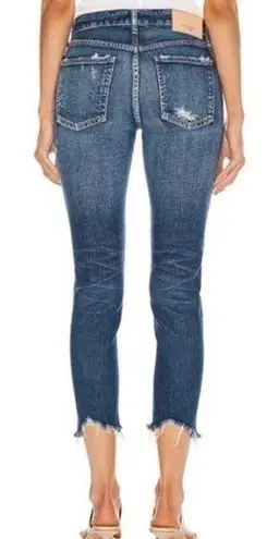Moussy Vintage Glendele Distressed Tapered Raw Hem Ankle Skinny Denim Jeans 25 Blue