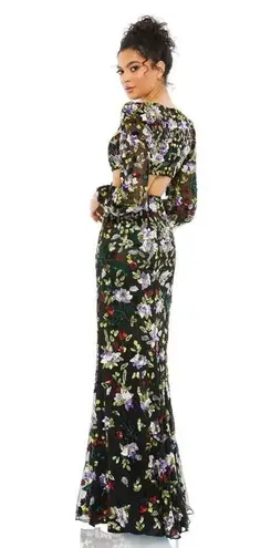Mac Duggal Floral Sequined Cutout Waist Formal Gown Size 4 $598 5566