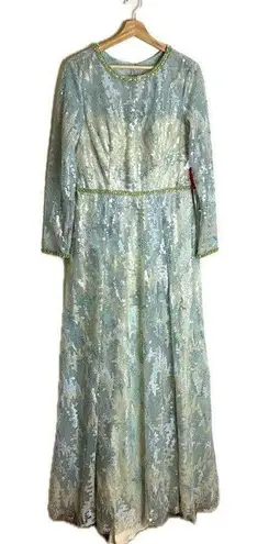 Mac Duggal Floral Lace Long-Sleeve A-Line Dress gown floral spring size 10