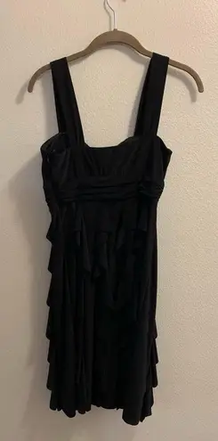 Betsy and Adam Vintage  Formal Black Dress Jeweled Front -Size 6 Layered Ruffles