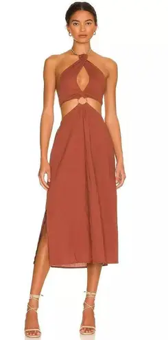 We Wore What NWT Cappuccino Brown Shell Chain Halter Midi Dress Size Large