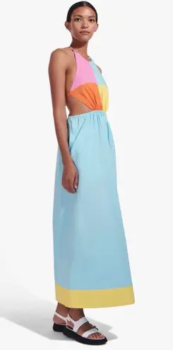 STAUD NWT  Color Block Maxi Open Back Poplin Dress Size XL