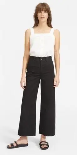 Everlane  Women's The Lightweight Wide Leg Crop Stretch Cotton Pants in Black 6