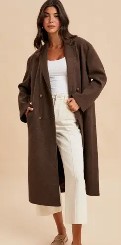 Boutique Felted Double Breasted Oversized Duster Lapel Coat - Large