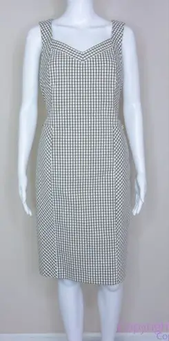 Etcetera light brown gingham sheath dress with pockets, women's size 8