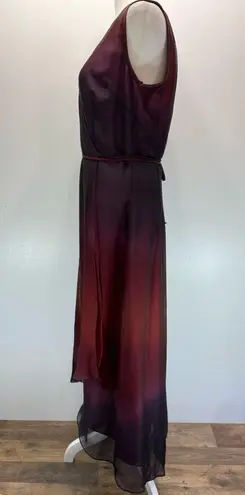 Kay Unger NEW  New York Burgundy to Deep Purple Ombré Sleeveless Wrap Dress Sz 10