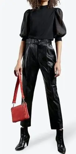 💕TED BAKER💕 Faydell Pleather Belt Detail Trouser ~ Black US 6 NWT