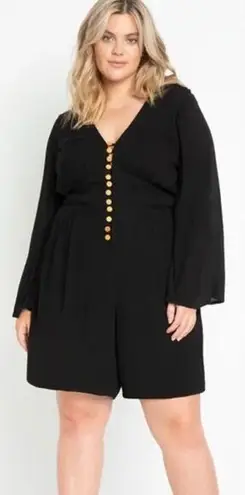 Eloquii NEW black 100% cotton Flare Sleeve Romper, 20