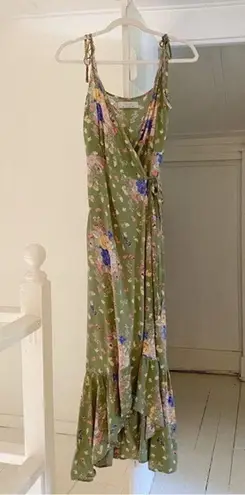 Auguste Eve Market Floral Wrap Maxi Dress in Olive Size 4 Retail $173
