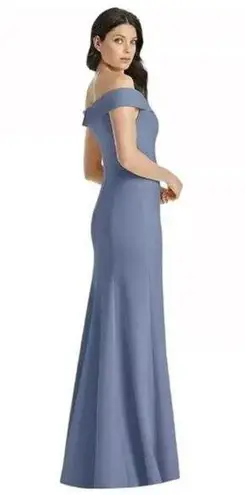 Dessy Collection Vivian Diamond Dress Larkspur Blue Floor length Gown Formal 6
