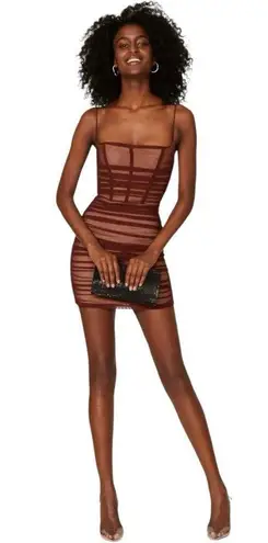 Nookie Mecca Mini Dress Size XS in Brown Mesh
