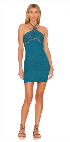 House of Harlow 1960 x REVOLVE Ginette Mixed Crochet Mini Dress in Emerald Green