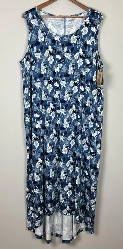Duluth Trading Co Dress Womens 2X To N Flow Maxi Blue Floral Plus High Low New