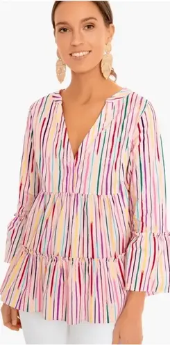 Pomander Place Bermuda Pink Sorbet Kenzo Top XL Striped Long Sleeve Boho Blouse