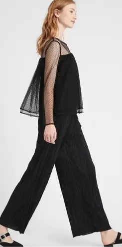 Banana Republic ‎ Double Layer Tiered Tulle Mesh A-Line Polka Dot Top Black Sz XS - Image 1