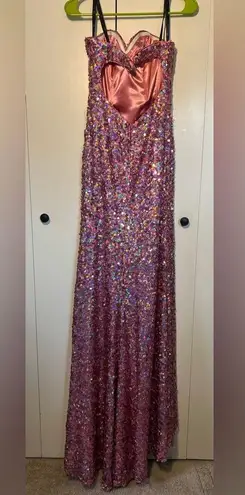 RJ Crush Formal Gown Pink Sequin Slit gown Size 4