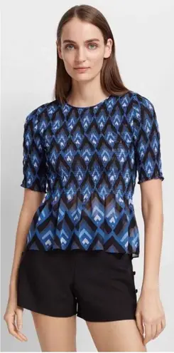 Club Monaco Luceenie Abstract-Print Ruched Peplum Top