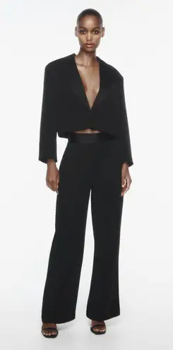 ZARA blazer cropped satin elements oversize casual suit jacket