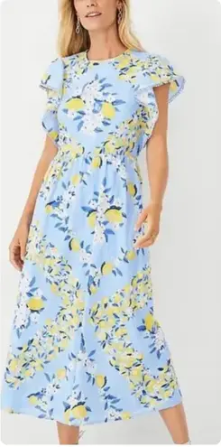 Ann Taylor  Womens Summer Novelty Lemon Print Ruffle Sleeve Midi Dress Size XXL - Image 1