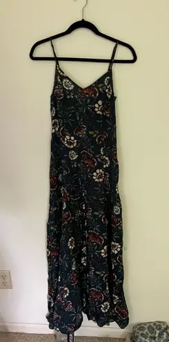 Abercrombie & Fitch Abercrombie Blue Floral Lace Up Back Maxi Full Dress