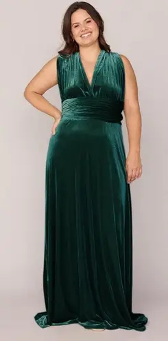 Revelry Michal Convertible Maxi Dress XS Green Velvet Formal Bridesmaid Gown