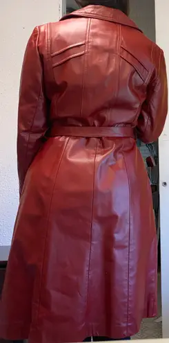 Vintage Red Leather Coat Size M