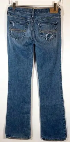 Abercrombie & Fitch  Distressed Mid Rise Bootcut Blue Ripped Jeans Size 24