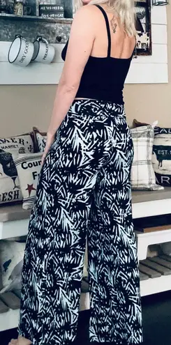 About A Girl abstract printed flare wide leg festival pants