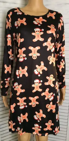 Gingerbread Man Christmas Dress Black Size M