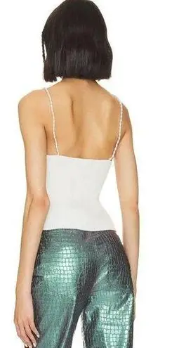 NEW Musier Drew Tank Top with Pearl Straps Ribbed Knit White Women's 38 US 6