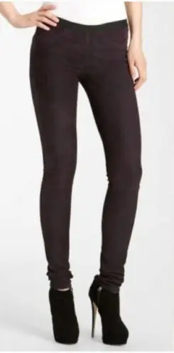 Helmut Lang Plum Embossed Leather Skinny Leggings Pants Purple Size 2