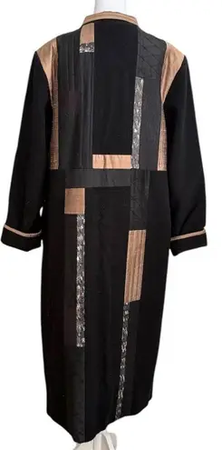 80’s Bonnie Durant Vintage Wool Trench Coat Silk Taffeta M Medium Black