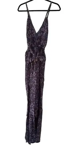 Paloma Blue “Eclipse” star print silk crepe de chine navy sleeveless jumpsuit