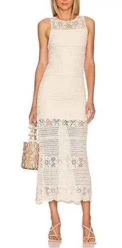 BB Dakota Crochet You Love Me Beige Crocheted Sleeveless Maxi Dress  by Steve