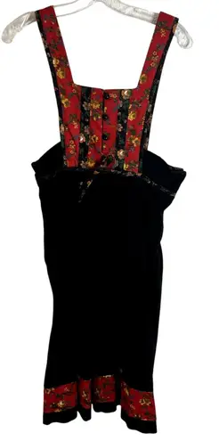 Vintage Act I Corduroy Jumper dirndl Floral Womens Size Small Boho Cottagecore Red